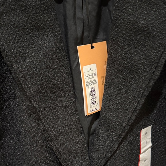 Future Collective NWT Women's Frayed Edge Black Boucle Blazer 1X - Picture 4 of 5